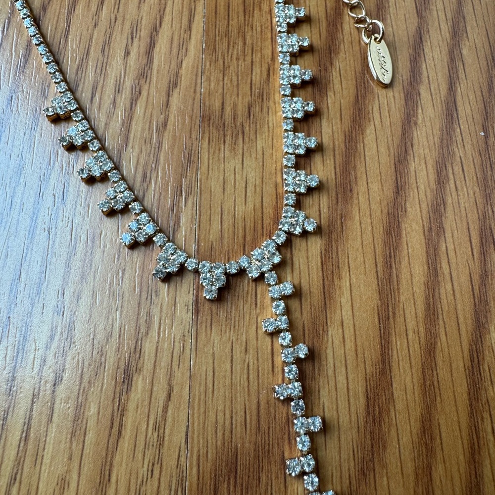 NEW Ettika Gold Y Lariat Crystal Necklace